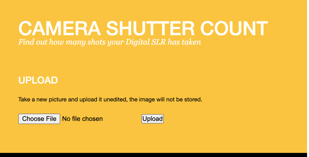 Camera shutter count web program