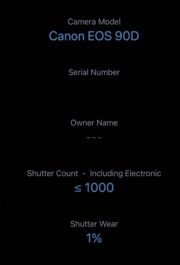 Canon EOS 90D Shutter Count