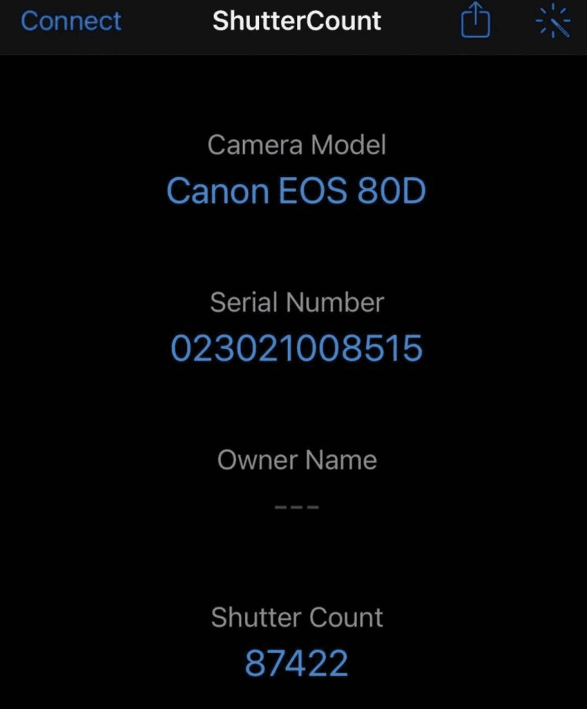 Canon EOS 80D Shutter Count